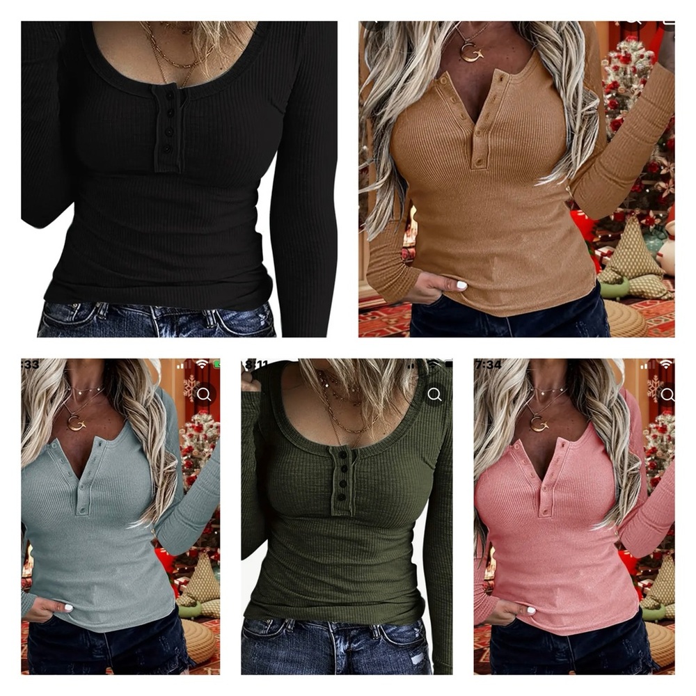 Women’s Long Sleeve T-shirt Casual Slim Fit bundle. Bundle of 5, Size XL